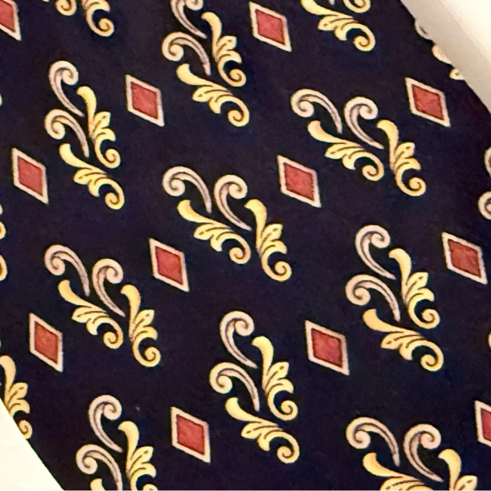 VALENTINO TIE BLACK GOLD BROWN GRAY PRINT SILK ITALY LUXURY WIDE MENS ACCESSORY